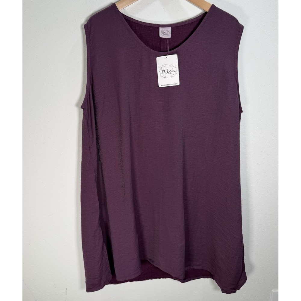 NWT ET'LOIS Tunic Top Womens Sz 2X Sleeveless Lagenlook Artsy $85 Plum